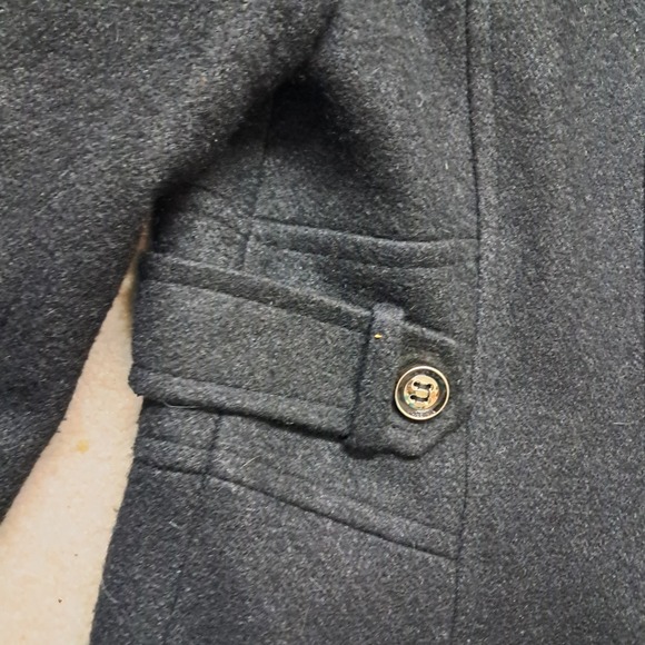 Via Spiga Coat Women's 8 Black Wool Blend Gold Hardware High Neck Classic Winter - Picture 6 of 13